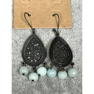 Plunder Designs Earrings Trixy Beaded Dangle Boho Blue Jewelry Filigree New